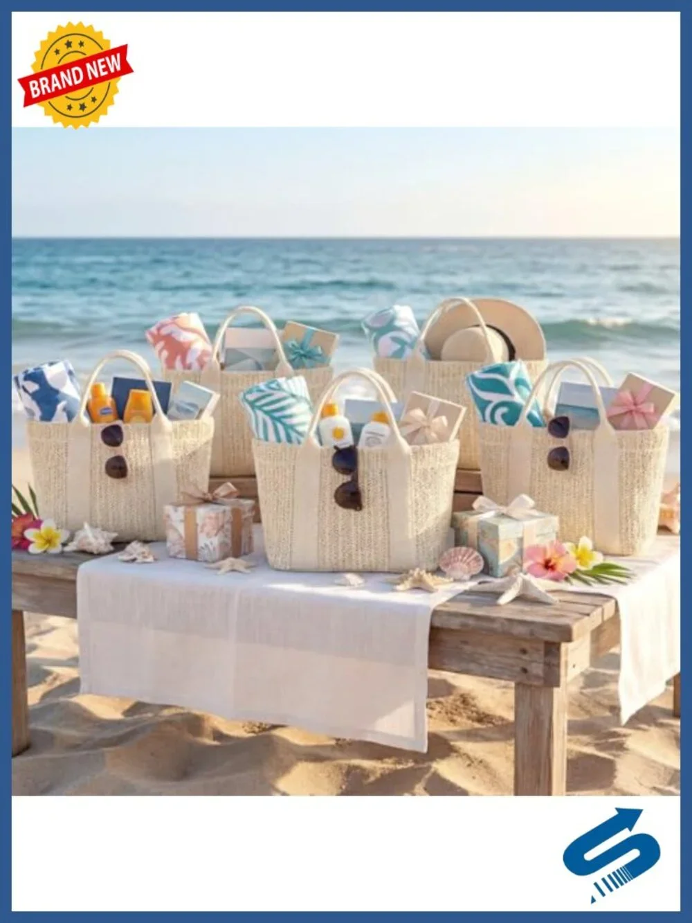 6-Pack Handwoven Burlap Tote Bag Set with Reinforced Handles